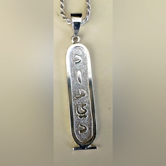 Sterling Silver Arabic Cartouche Monogram David Pendant Charm English & Arabic - Picture 1 of 3